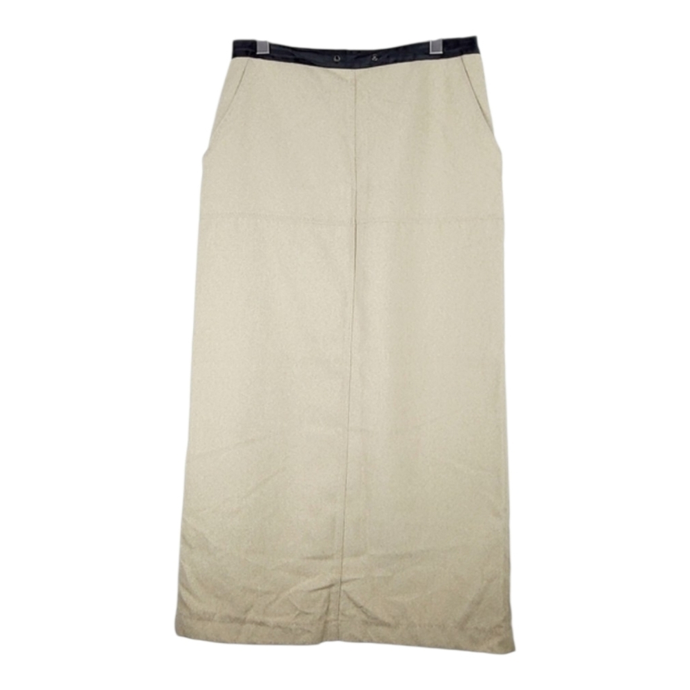 Vintage De Ville Cream Large Maxi A-line Skirt Back Slit Minimalist Cottagecore